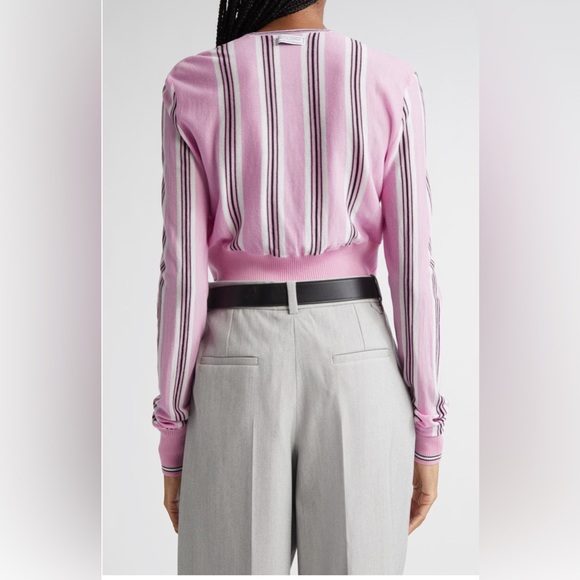 NWT Jacquemus Spiaggia Cropped Wool Cardigan Sweater 40 US8 in Pink Multi - Picture 5 of 17